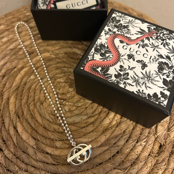 ๐ Gucci Interlock Logo Ball Chain Necklace 925 Sterling Silver - Picture 5 of 6